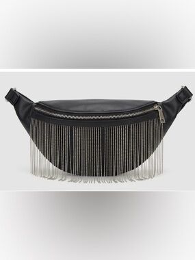 NEW 3AM FOREVER Black Faux Leather Fringe Fanny Pack - Stylish & Functional